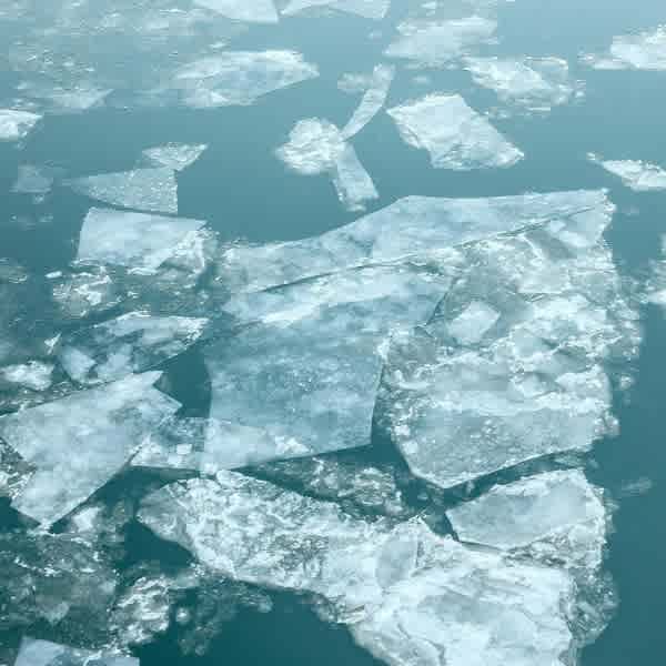 Kippelement Arktisches Wintermeer-Eis, Eisschollen treiben im Wasser